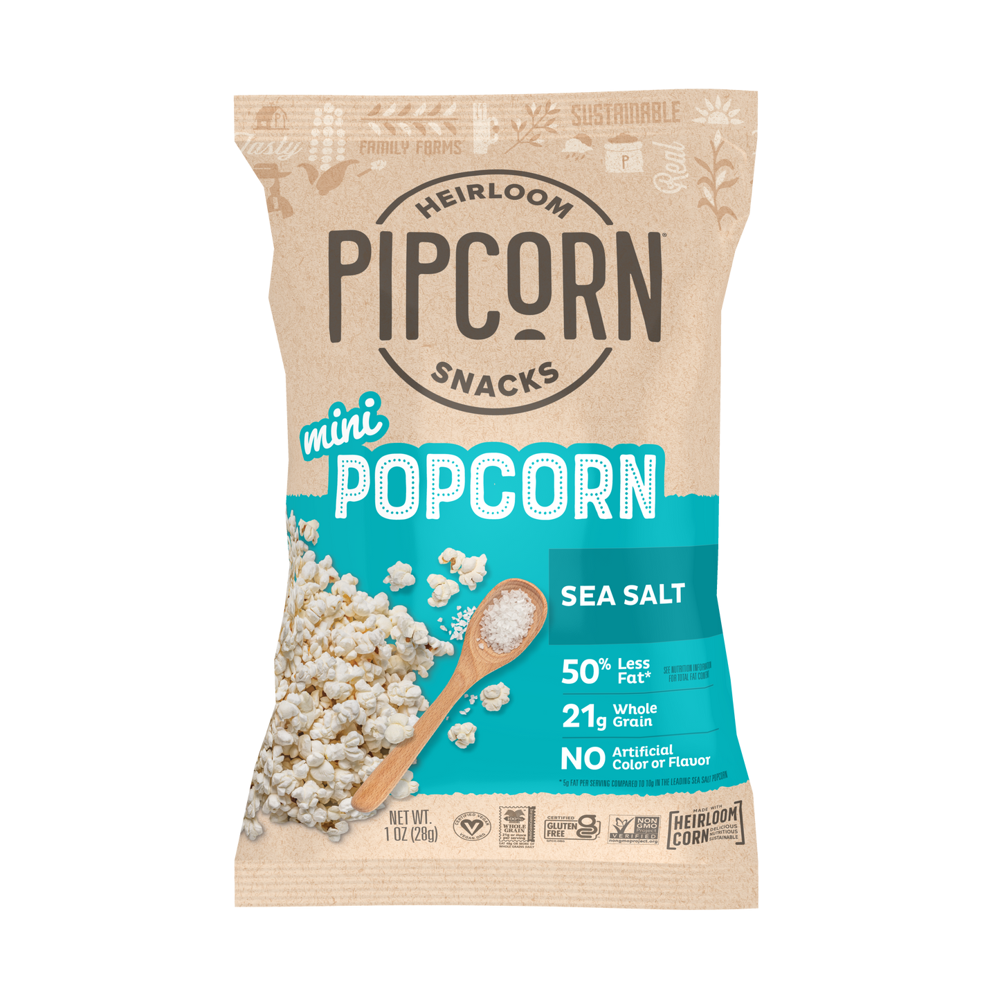 Sea Salt Mini Popcorn 1oz Single-Serve (24 Bags in 1 Case)
