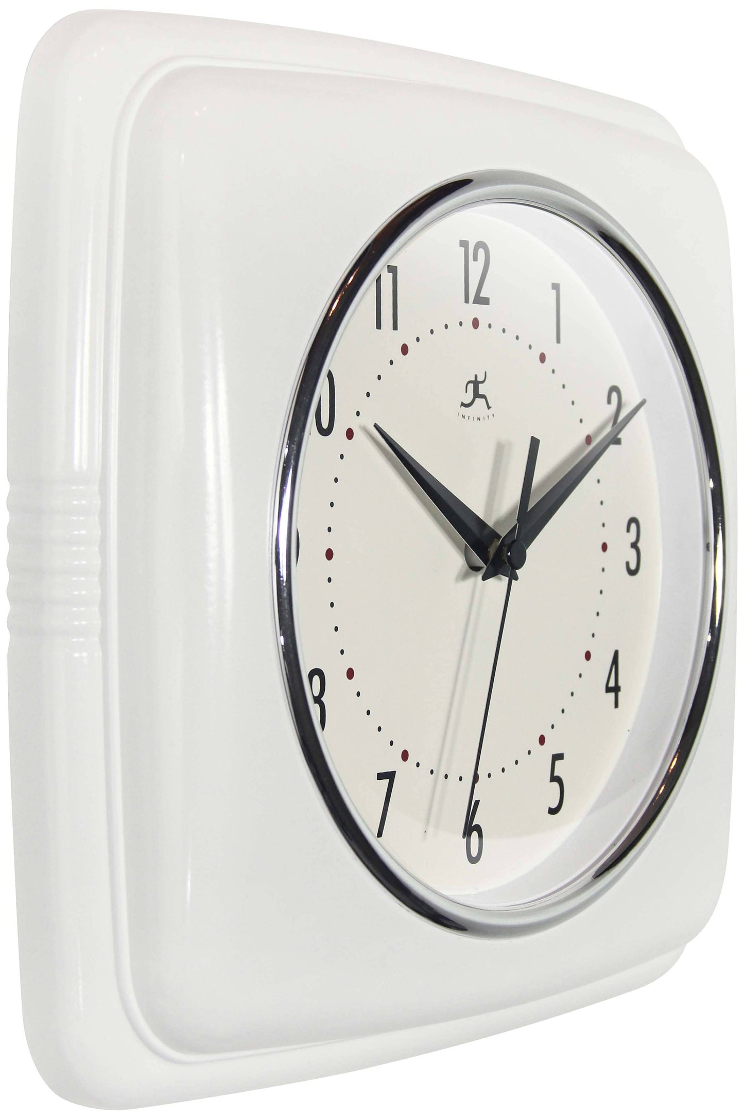 Retro Square White Indoor Wall Clock 9.25"