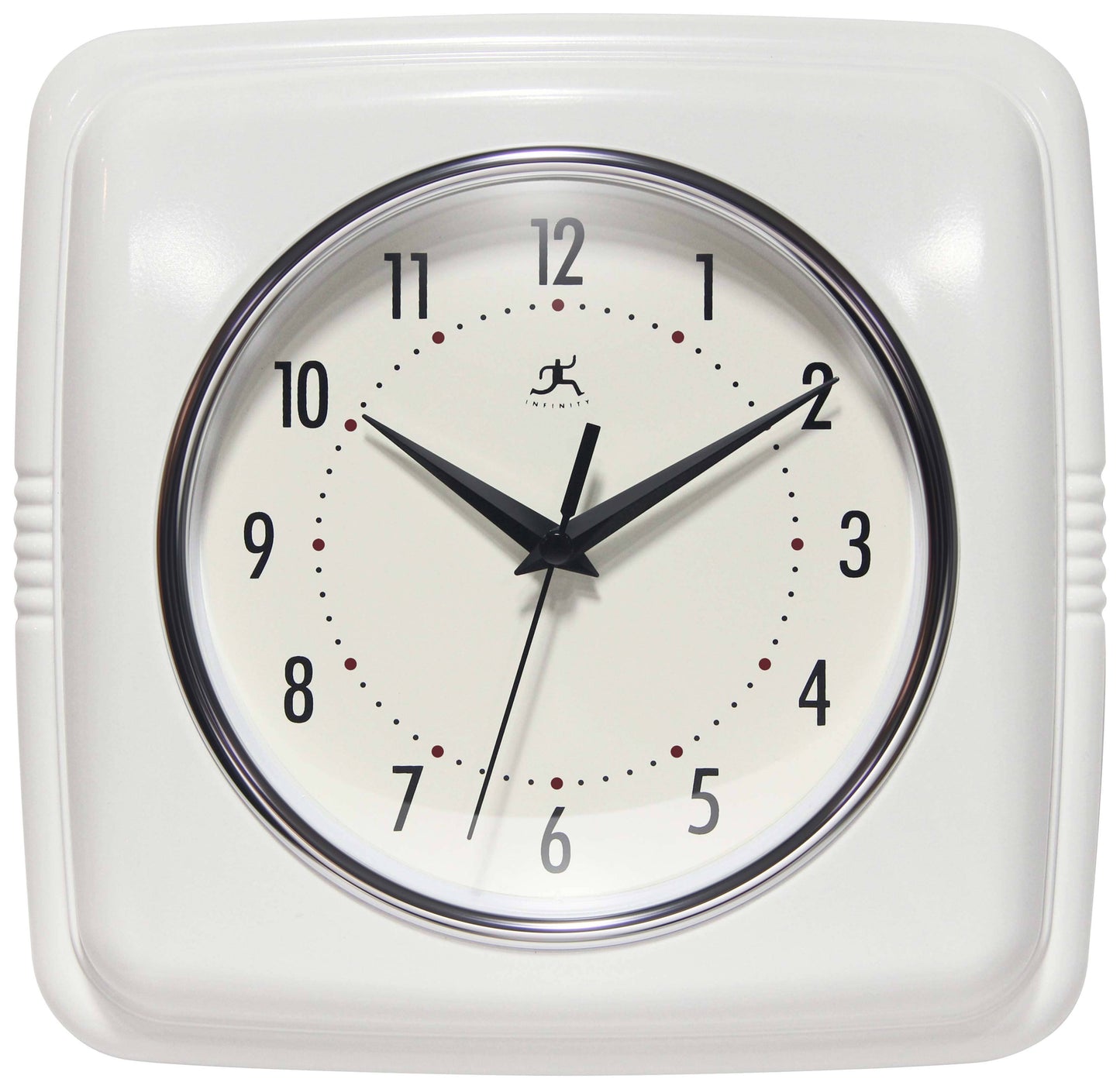 Retro Square White Indoor Wall Clock 9.25"