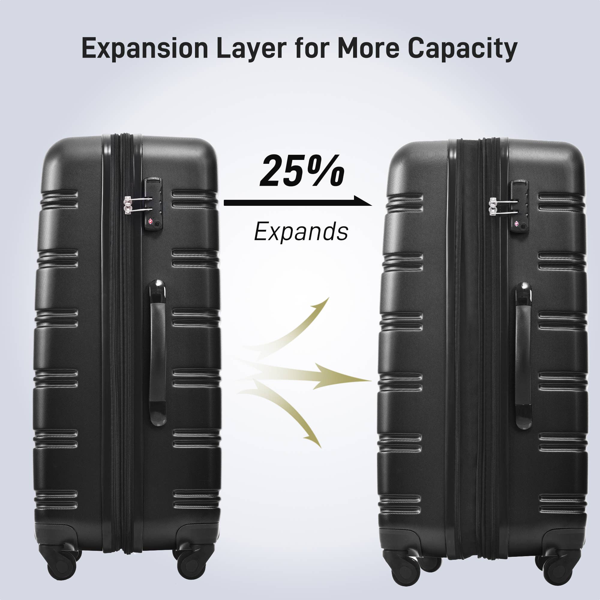 3 Piece Hardside Spinner Luggage Set with TSA Lock