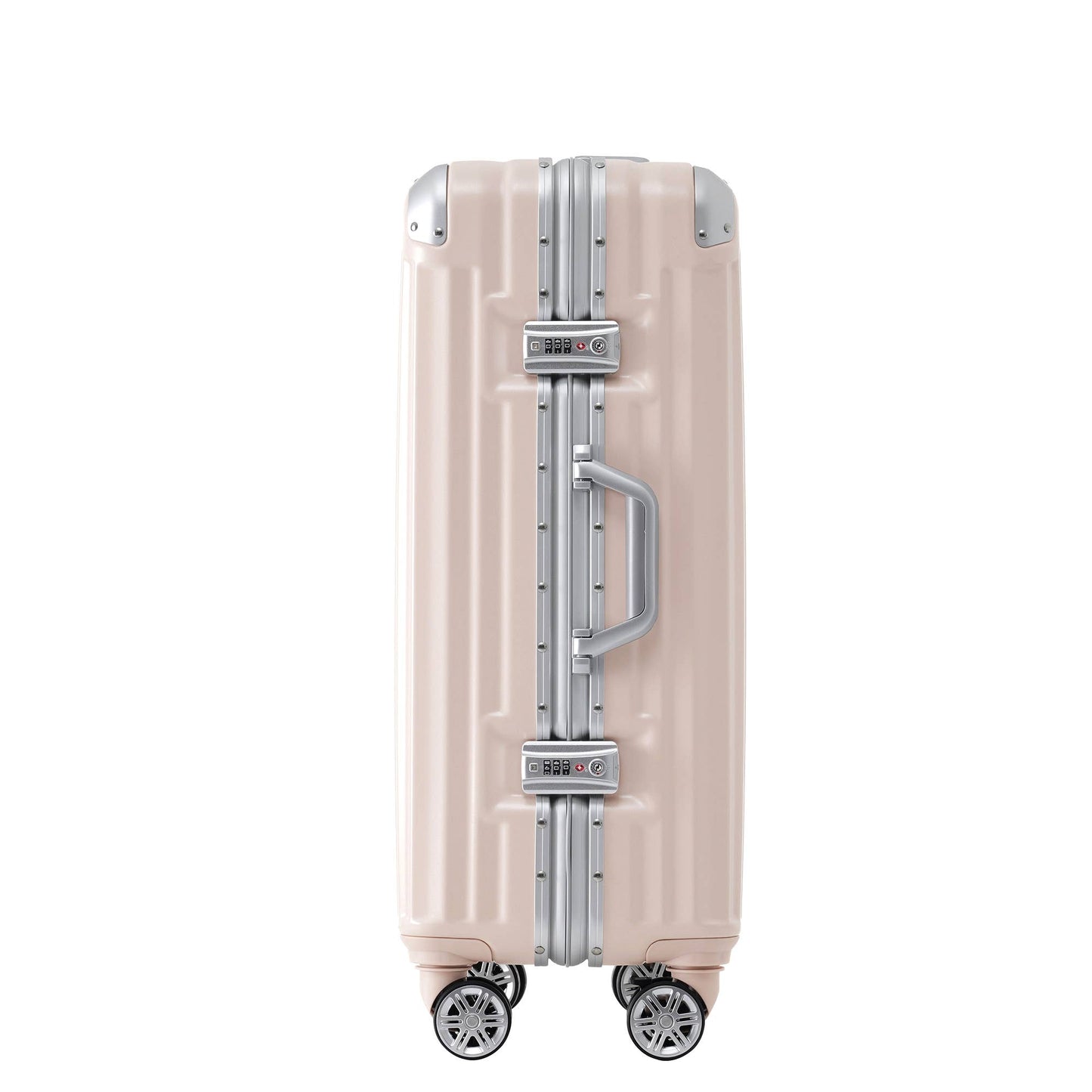 20in Aluminum Luggage with USB, Spinner Wheels & TSA Lock - Pink