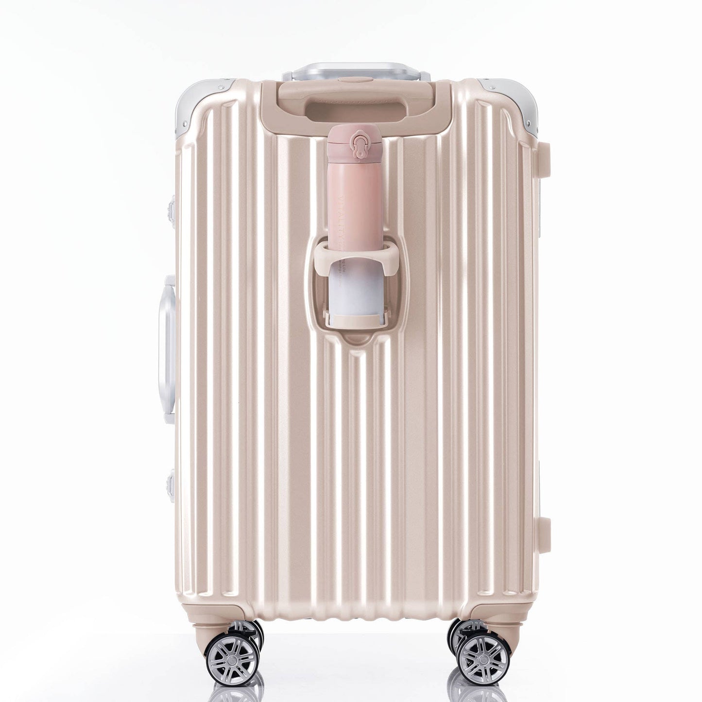 20in Aluminum Luggage with USB, Spinner Wheels & TSA Lock - Pink