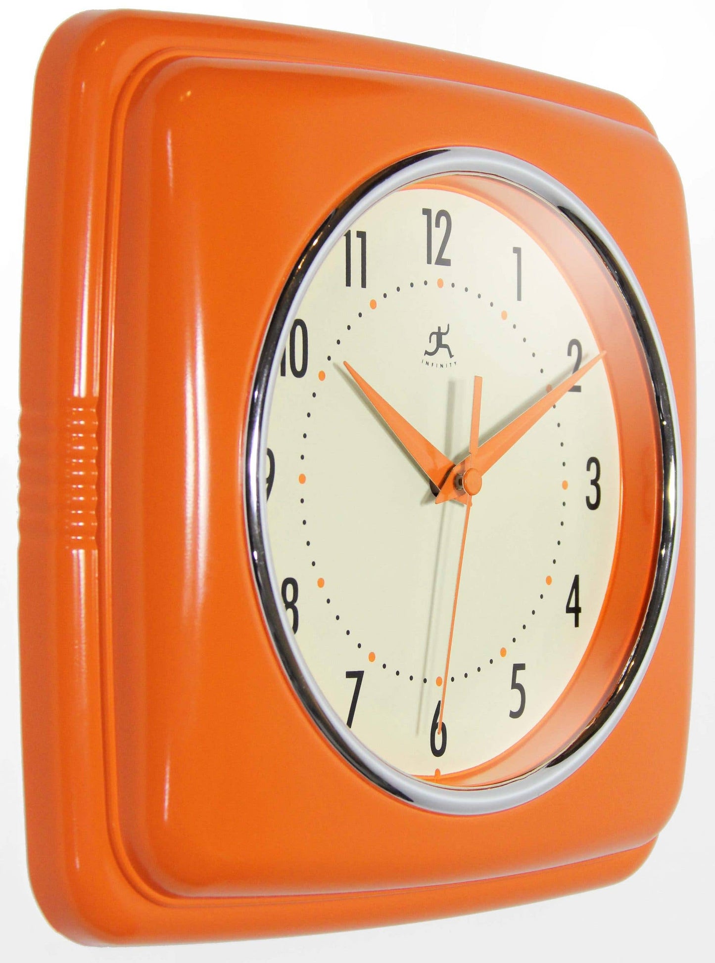 Retro Square Orange Indoor Wall Clock 9.25"