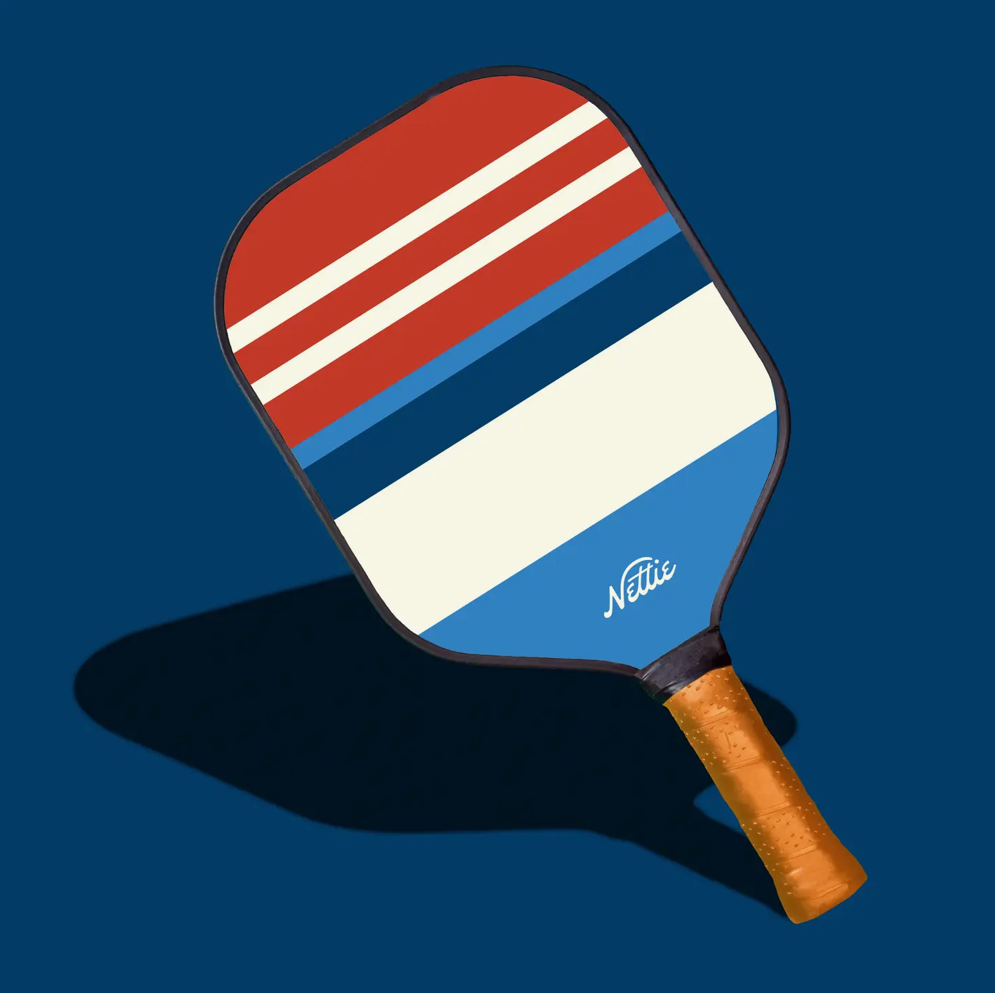 Pickleball Paddle with Red, White, and Blue Stripes