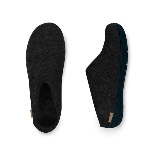 Glerups Wool Shoe Slipper, Rubber Black Sole