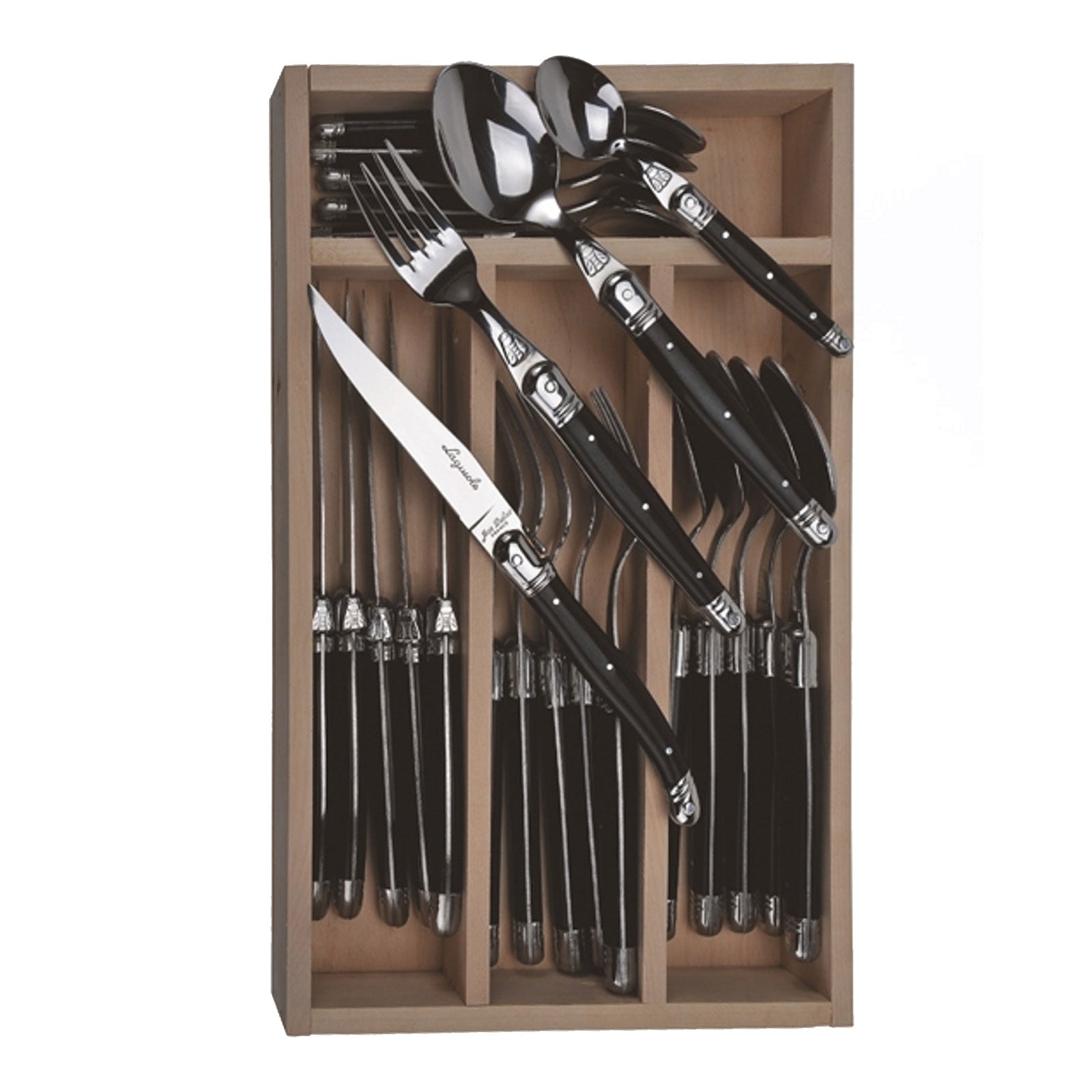 Jean Dubost 24pc Flatware Set in Black Tray