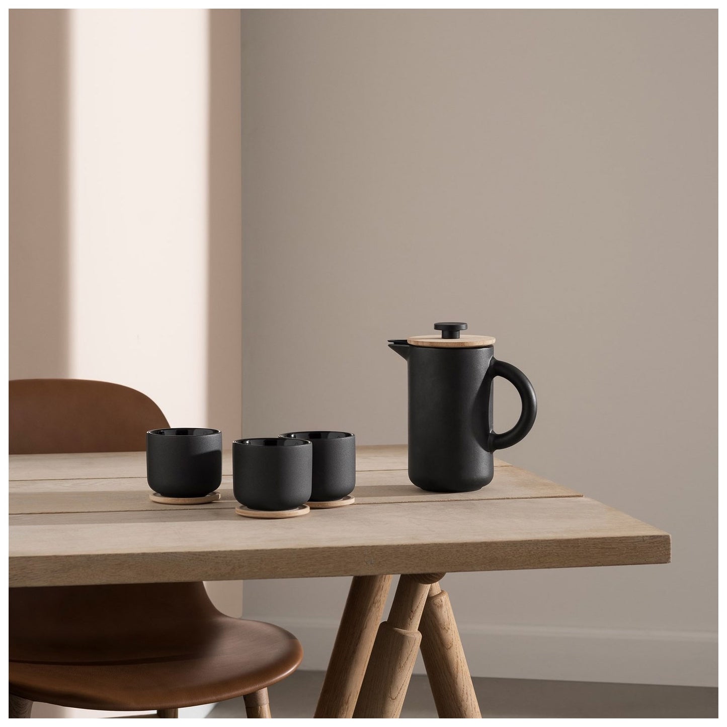 Theo French Press in Matte Black Ceramic