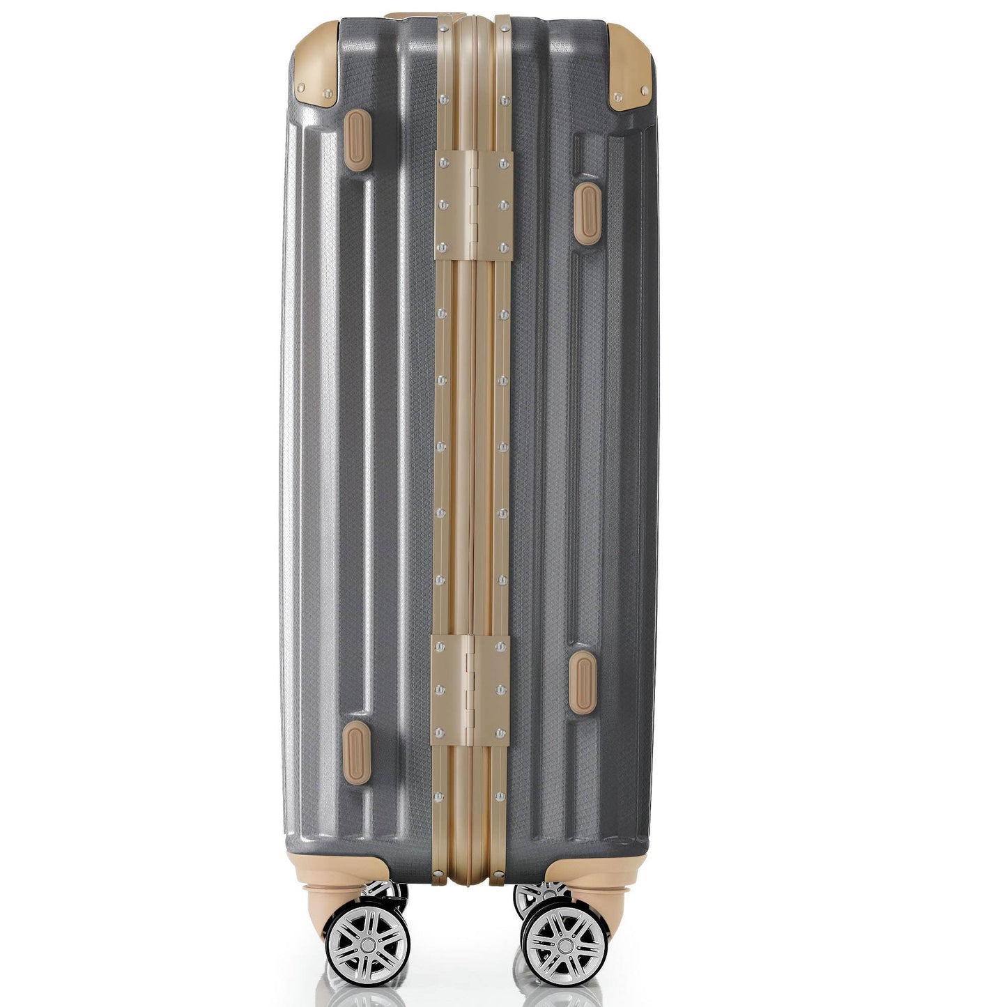 24in Aluminum Luggage with USB, Spinner Wheels, TSA Lock - Dark Gray