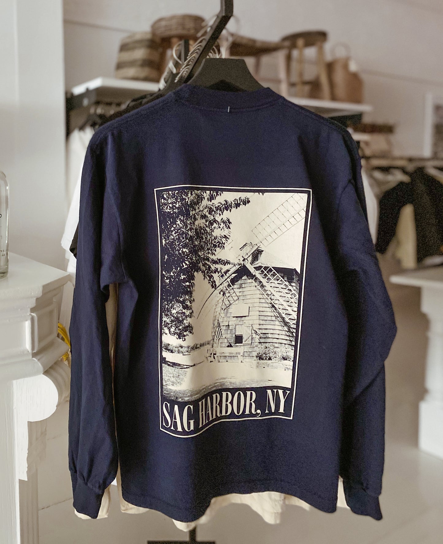 Modern General® Artwear "The Windmill" Long Sleeve T-Shirt in Navy