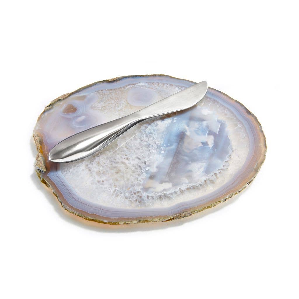 Ita Gemstone Cheese Plate and Silver Spreader