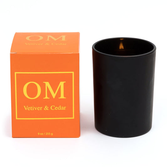 'OM' Vetiver & Cedar Essential Oil Soy Wax Candle