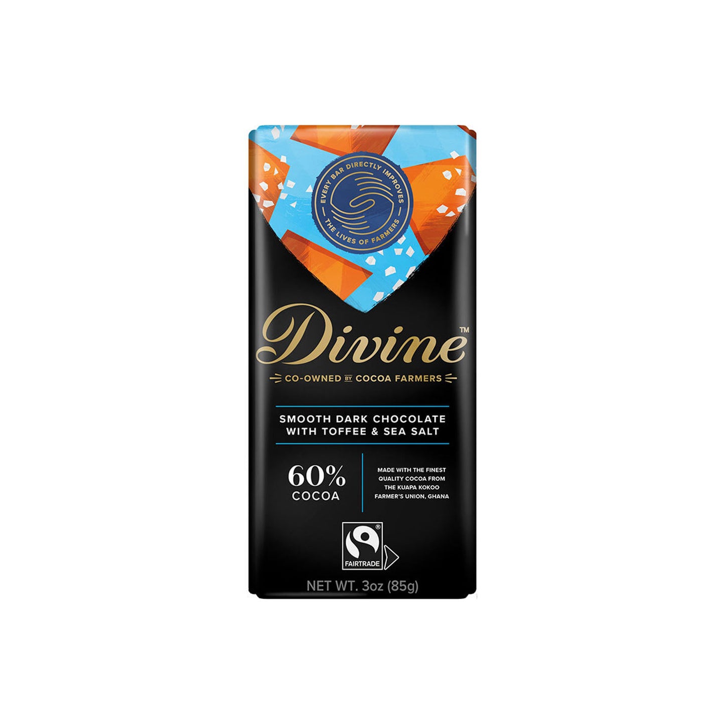 Divine Bar, Dark Chocolate with Sea Salt & Toffee