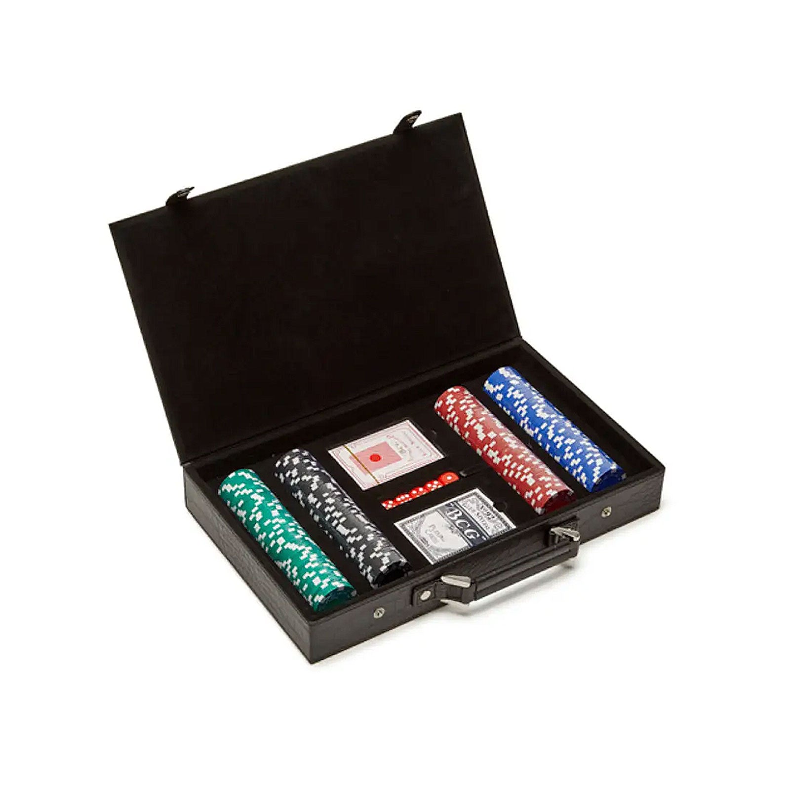 Decorative Poker set with crocodile case in black
