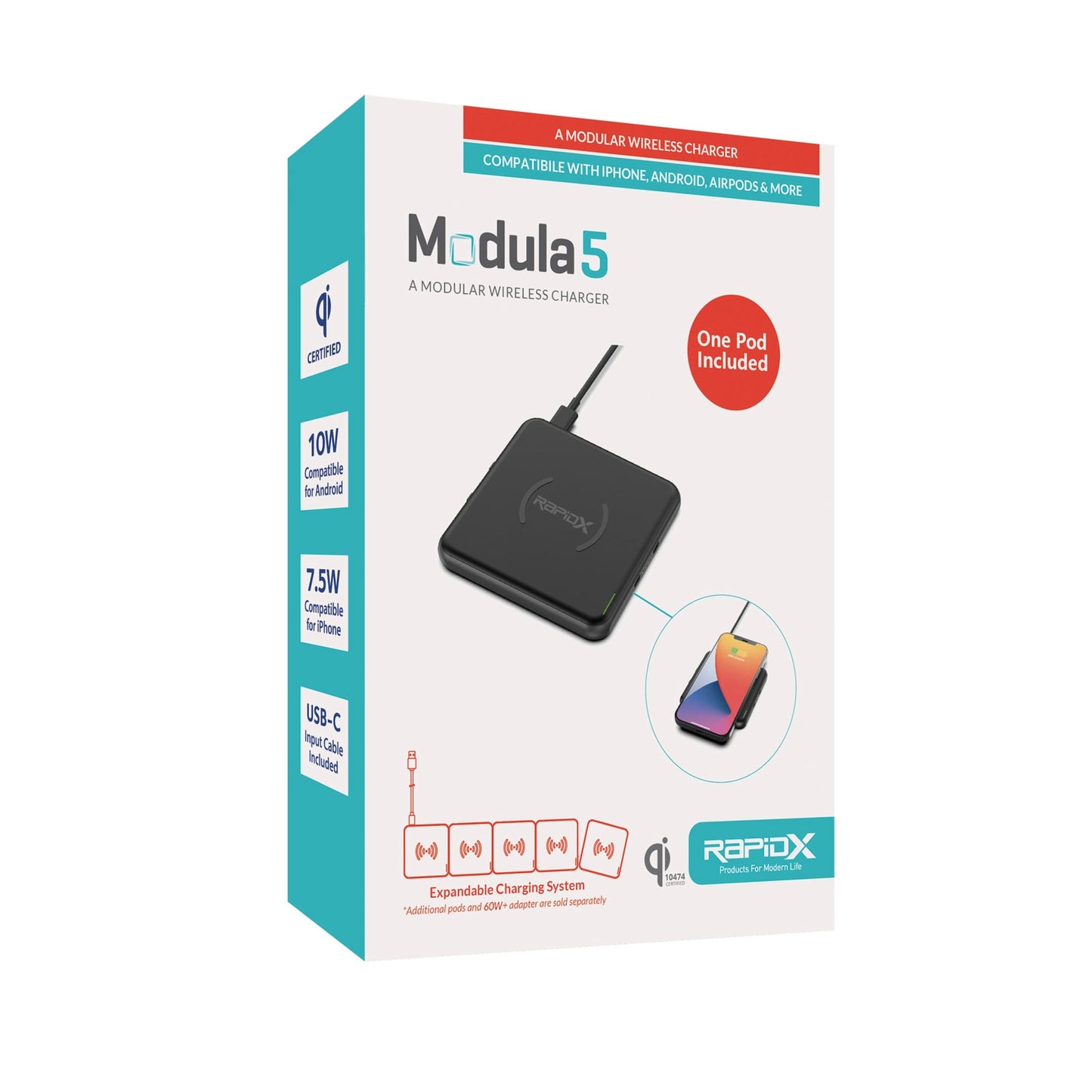 RapidX Modula5 Wireless Charging System, Single Phone Pod