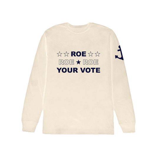 Modern General® Artwear "Roe Your Vote" Long Sleeve T-Shirt in Ivory