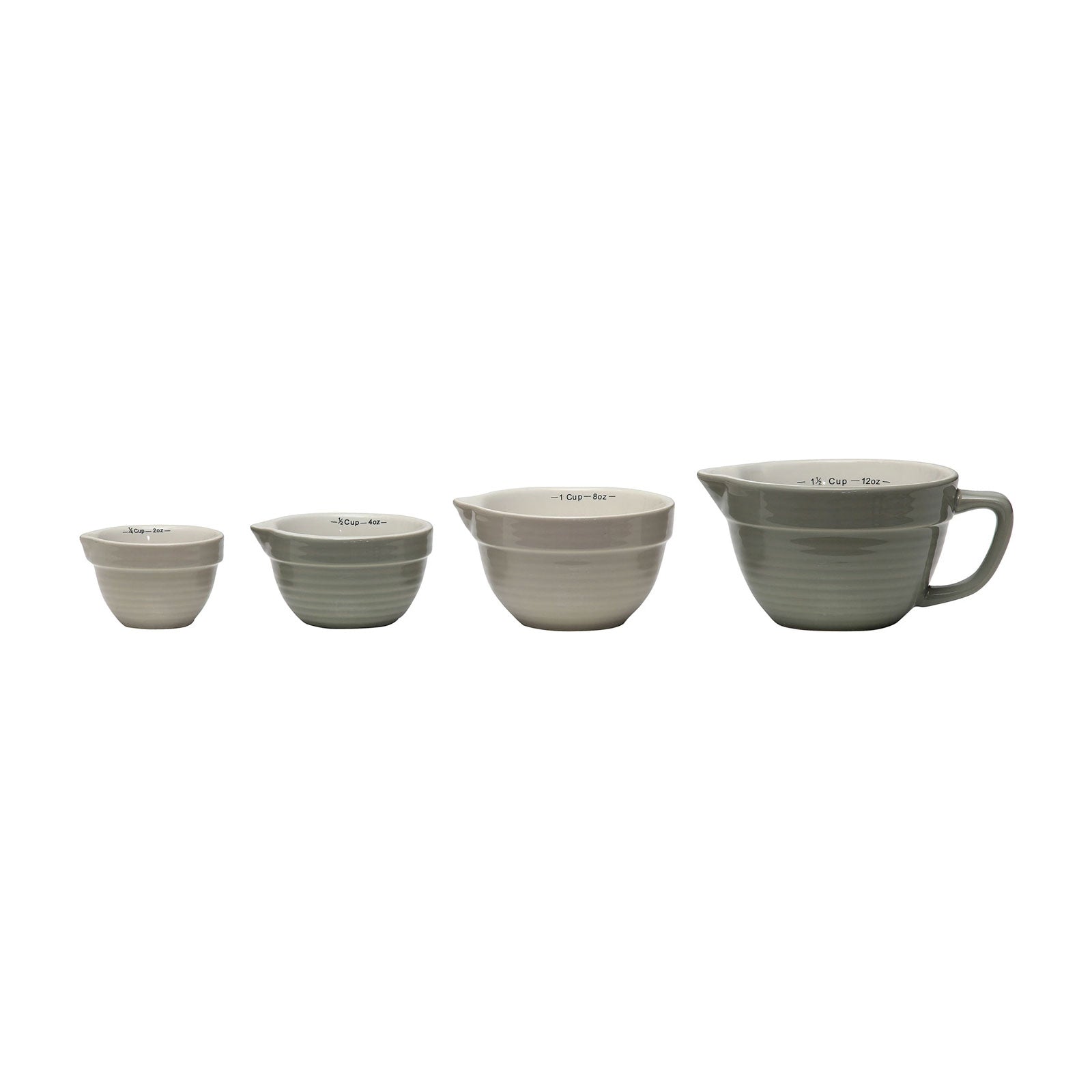 Farmhouse Kitchen White Ceramic Nesting Measuring Cups Set of 4