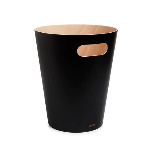 Woodrow Trash Can in Black / Natural