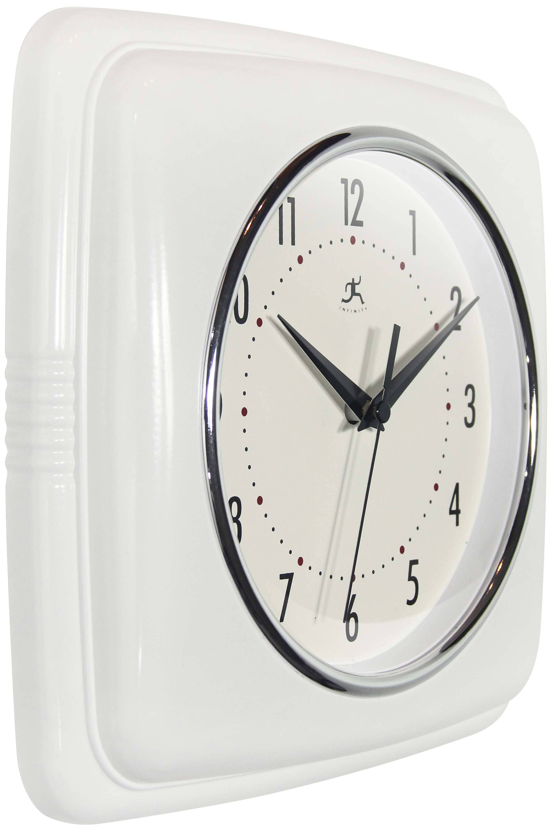 Retro Square White Indoor Wall Clock 9.25"