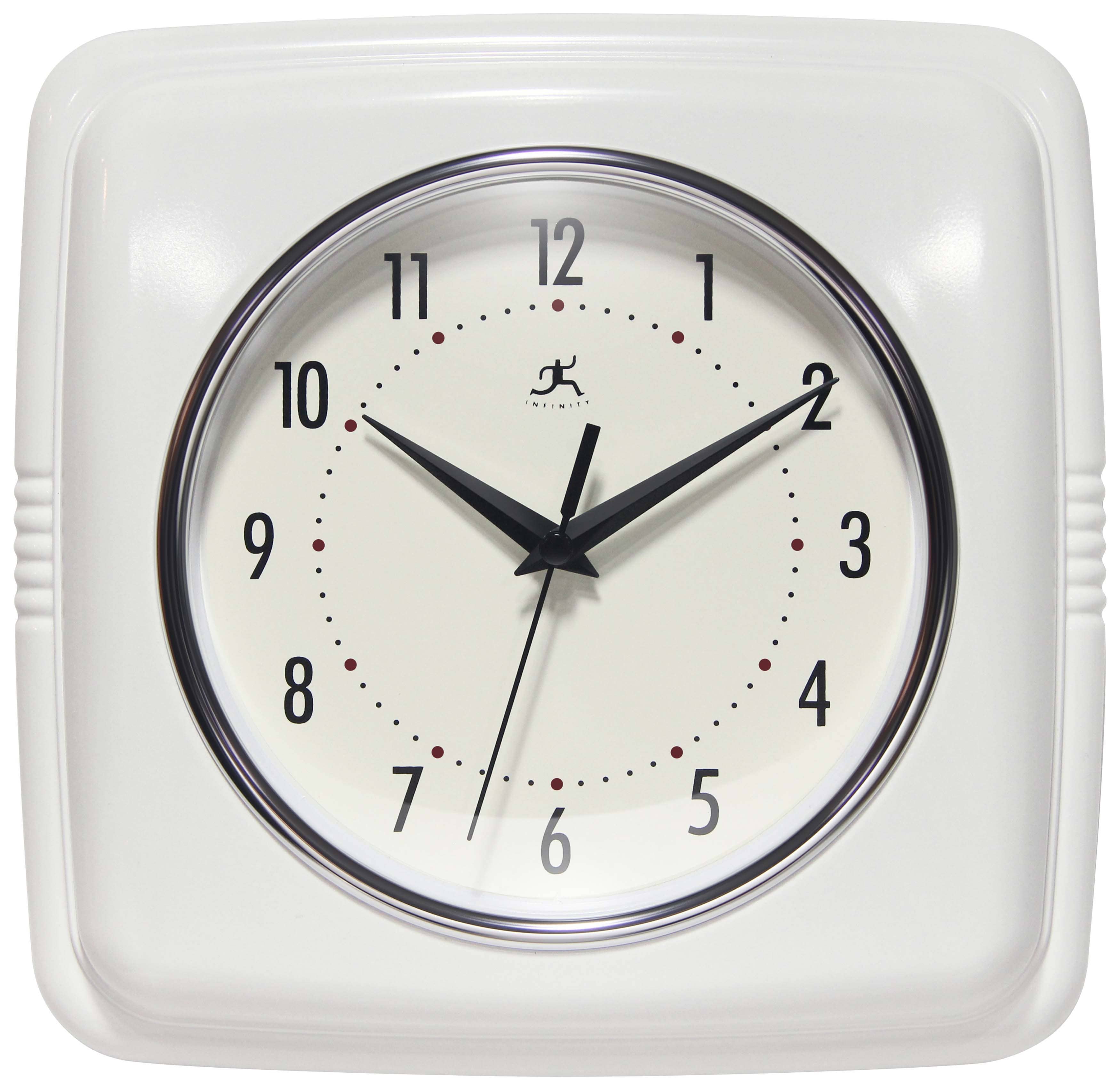 Retro Square White Indoor Wall Clock 9.25"