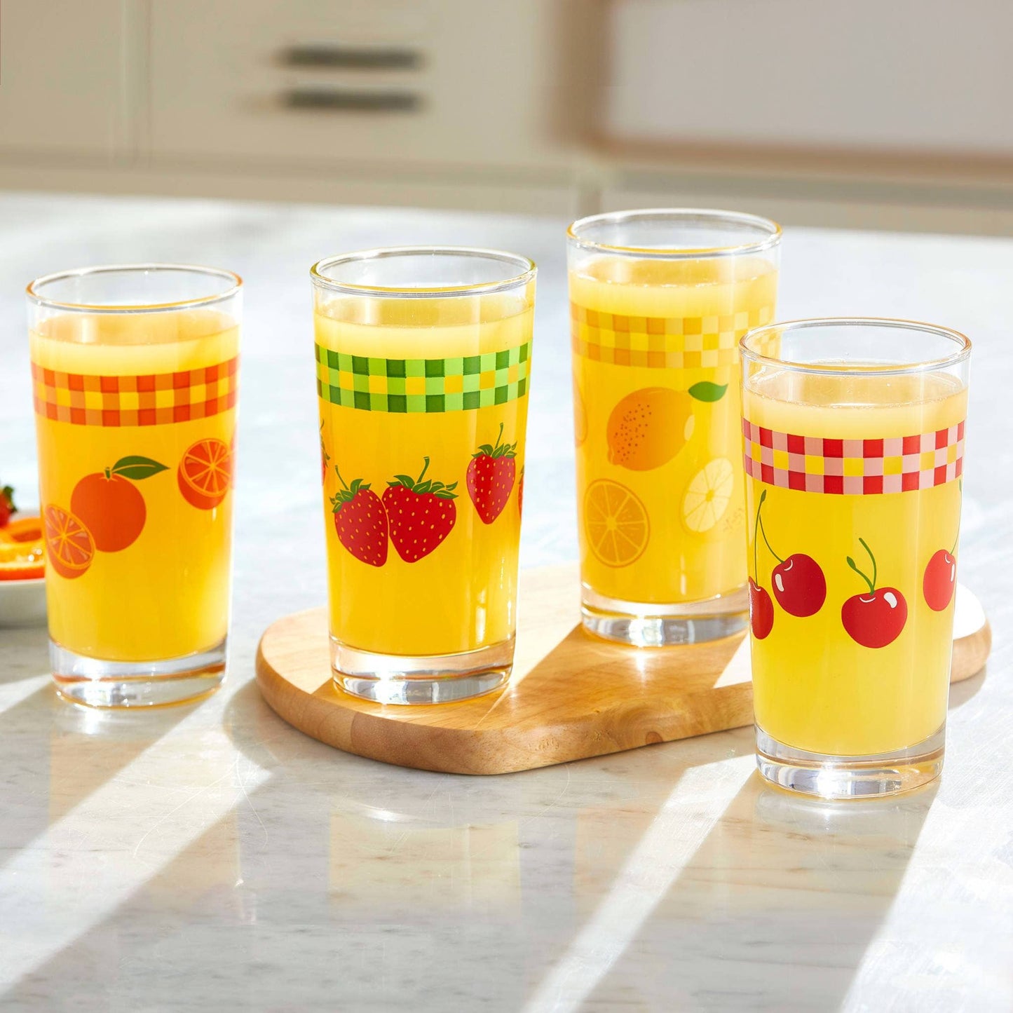 Libbey Vintage Juice Glasses, 11-ounce, Assorted, Set of 4