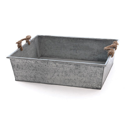 Rectangle Galvanized Tray/Tin with Rope Handles
