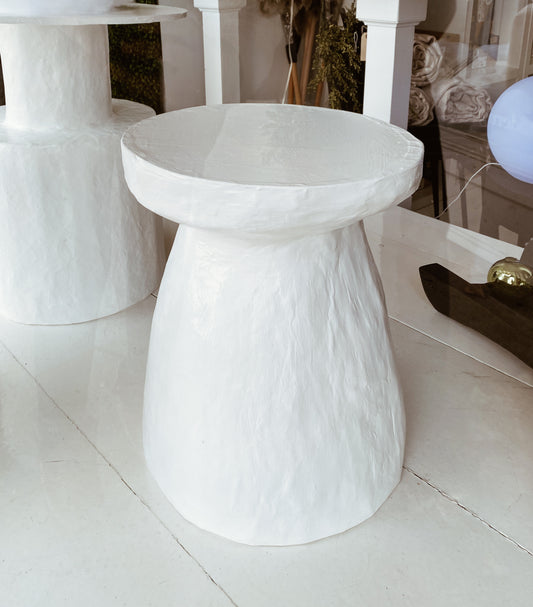 Mushroom Papier-mâché Side Table in White