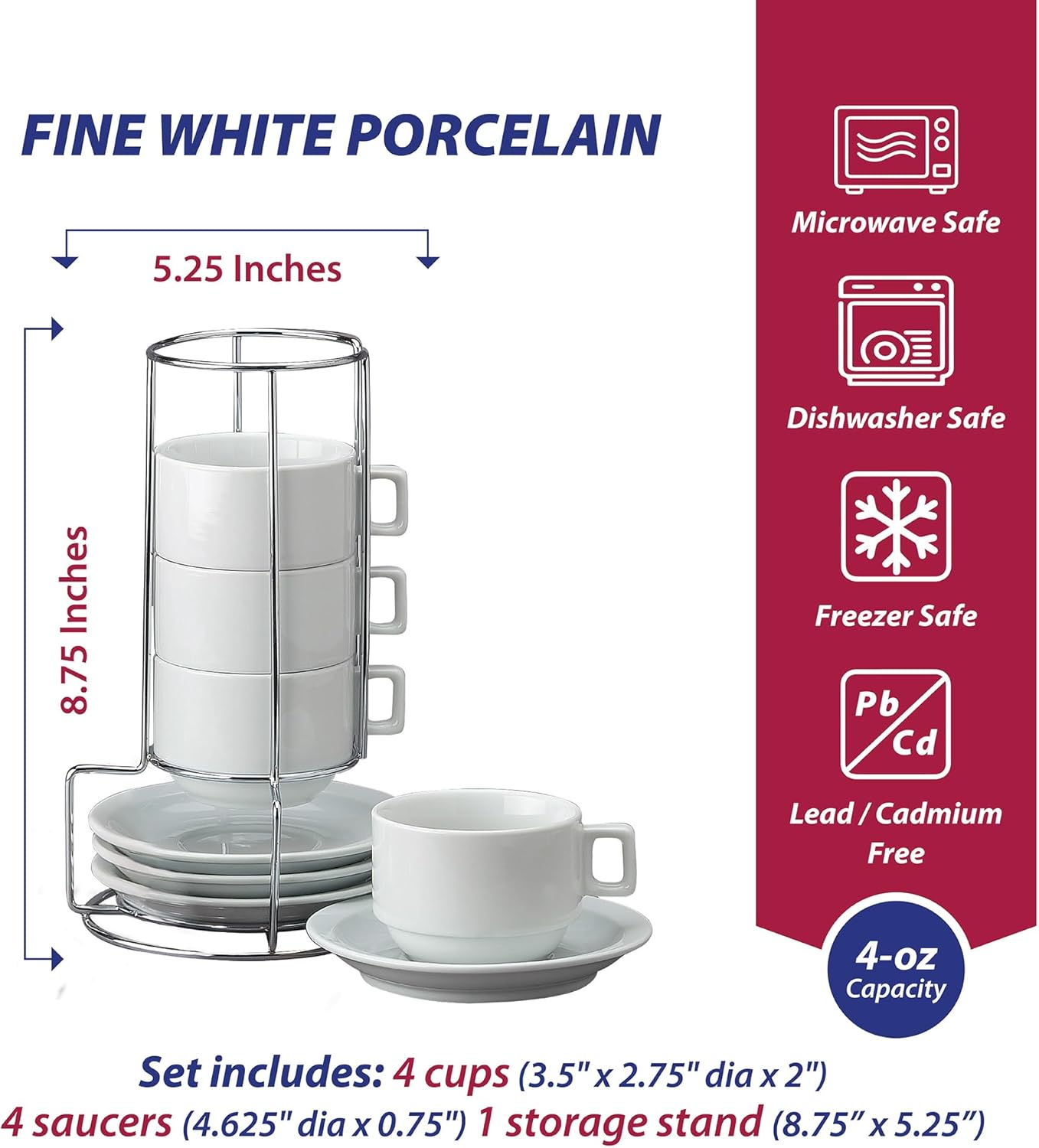 Cappuccino Cup Tower with Stand