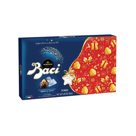 Perugina Baci Dark Chocolates with Christmas Sleeve, 12pc Box