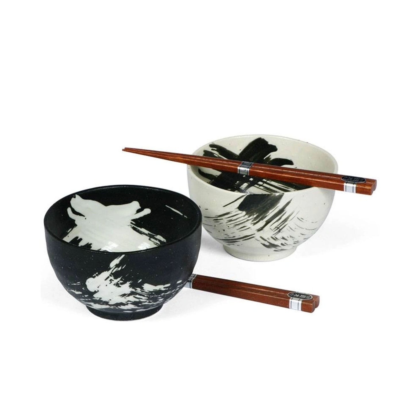 5" Bowl and Chop Sticks Set/2, "Brush Strokes"