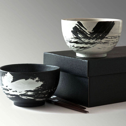 5" Bowl and Chop Sticks Set/2, "Brush Strokes"