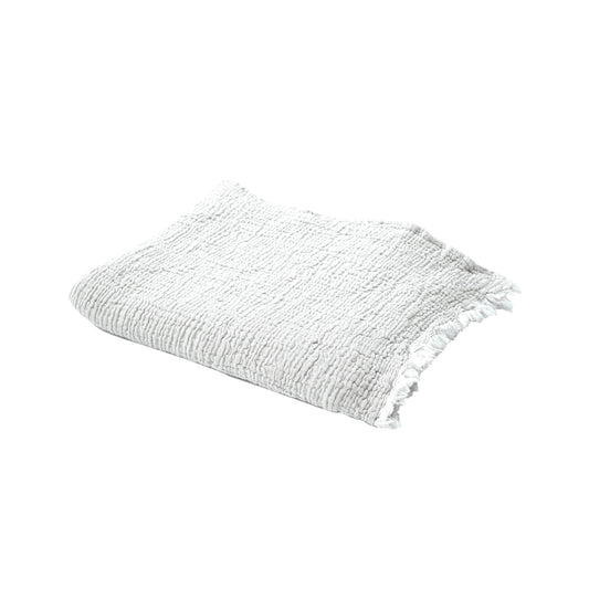Turkish Throw Blanket with Fringe in White