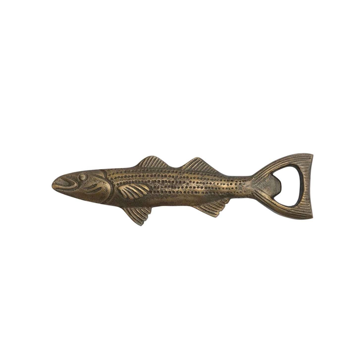 Fish Shaped Bottle Opener in Antique Gold Finish