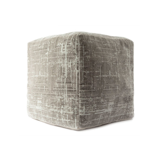 Geometric Pouf in Grey and Ivory