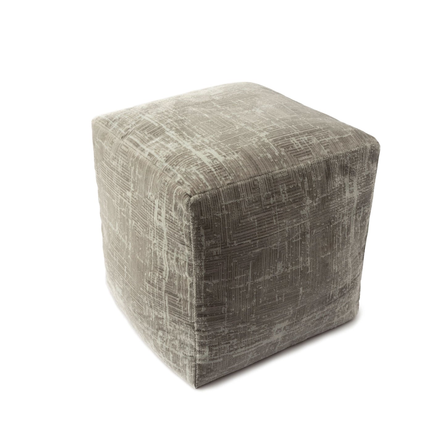 Geometric Pouf in Grey and Ivory