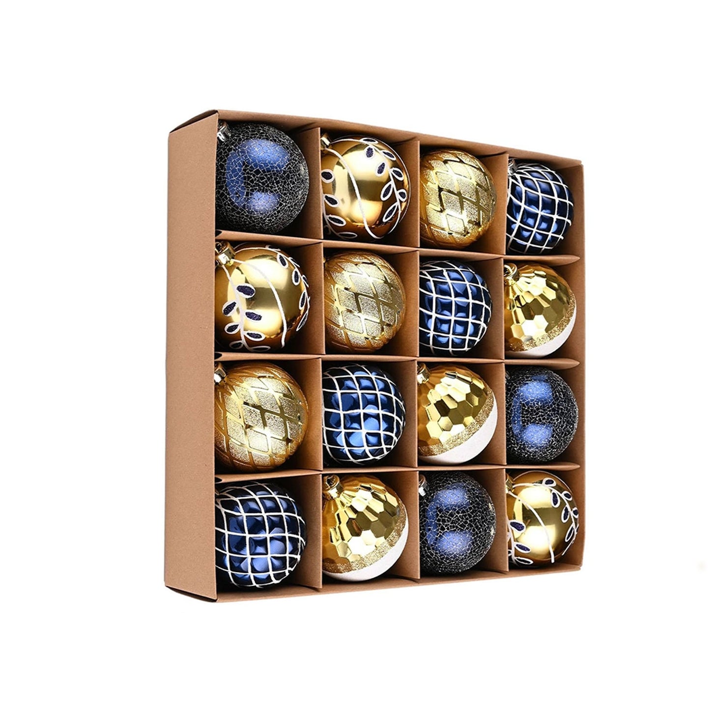 Gold and Blue Shatterproof Ornament Set