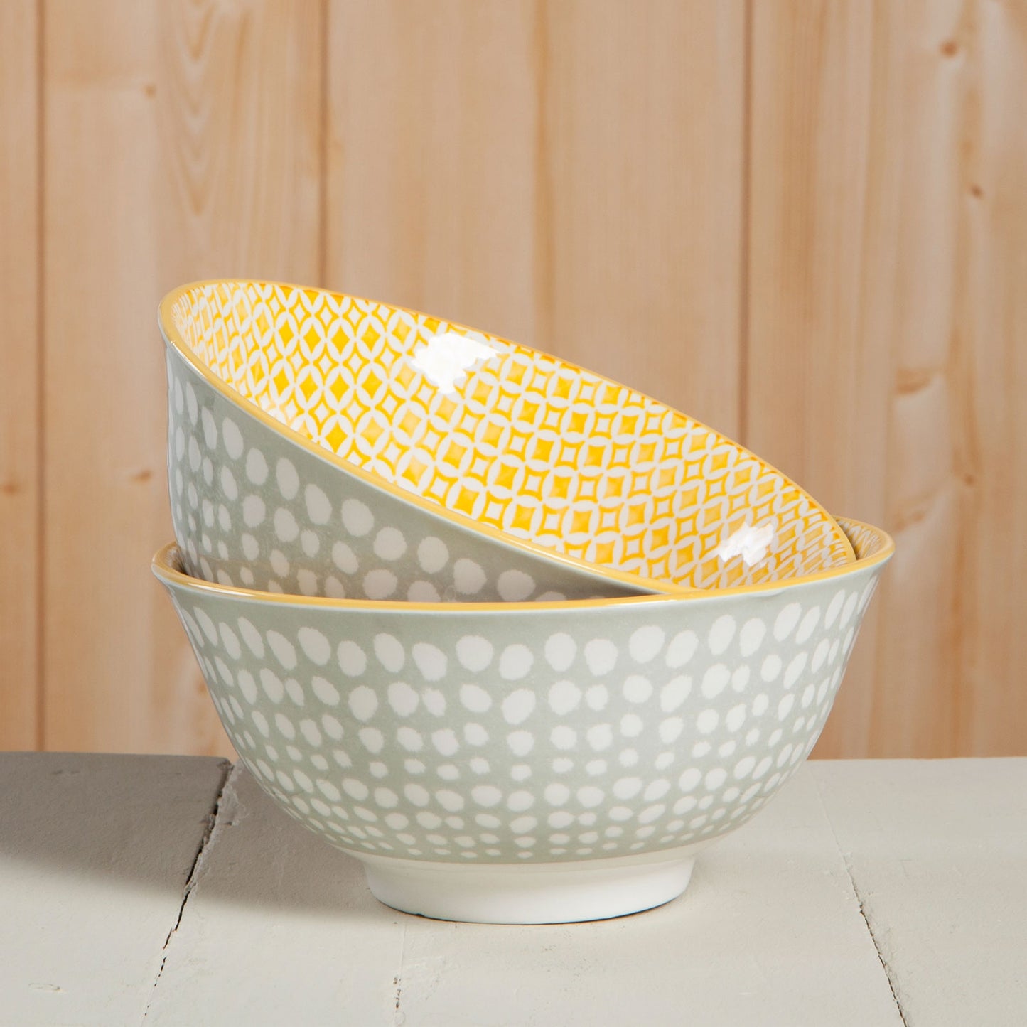 Yellow with Gray Spots Bowl