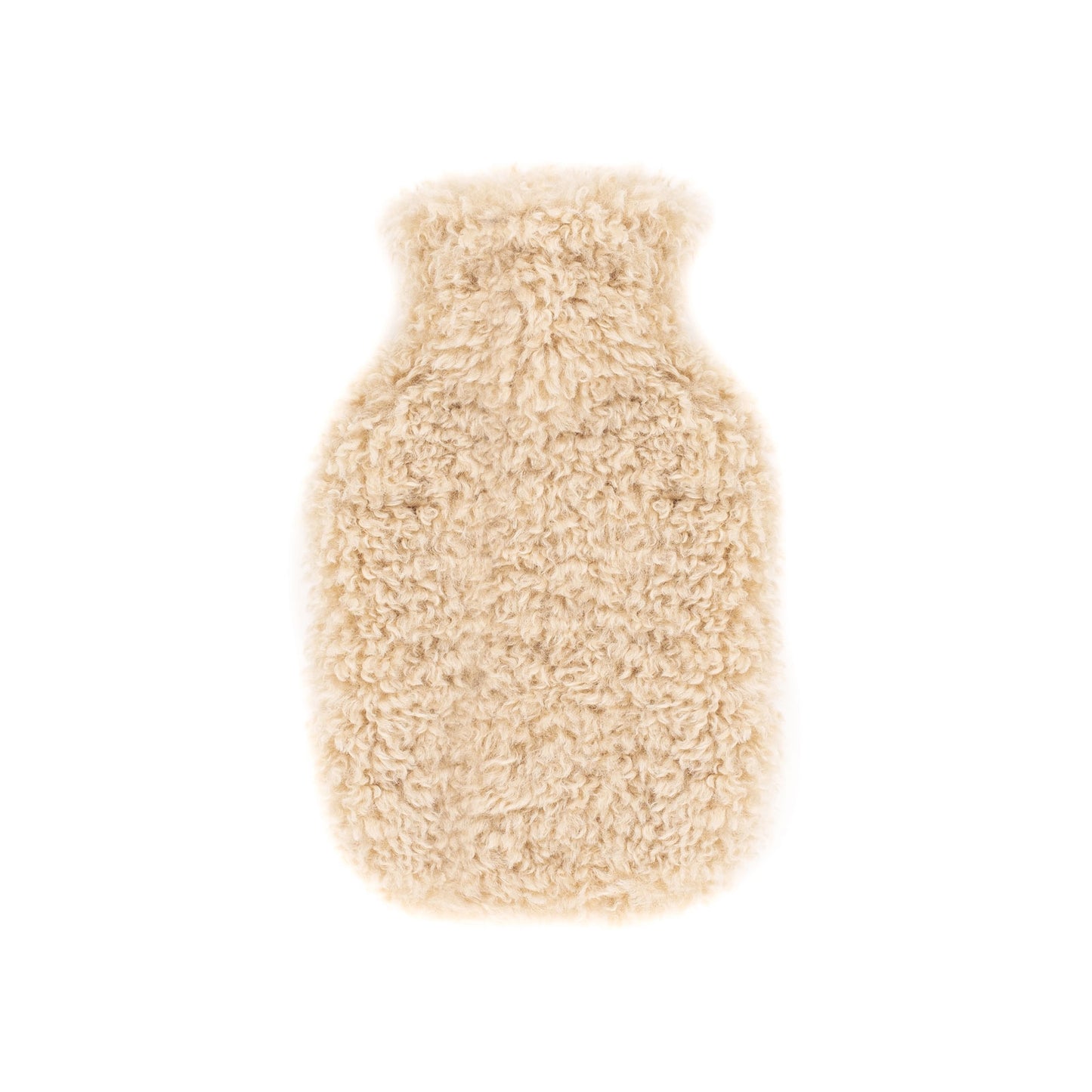 Hot Water Bottle with Faux Sheepskin in Cream