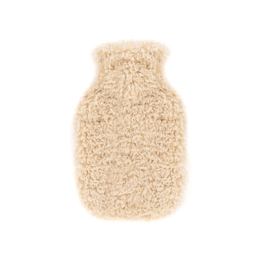 Hot Water Bottle with Faux Sheepskin in Cream