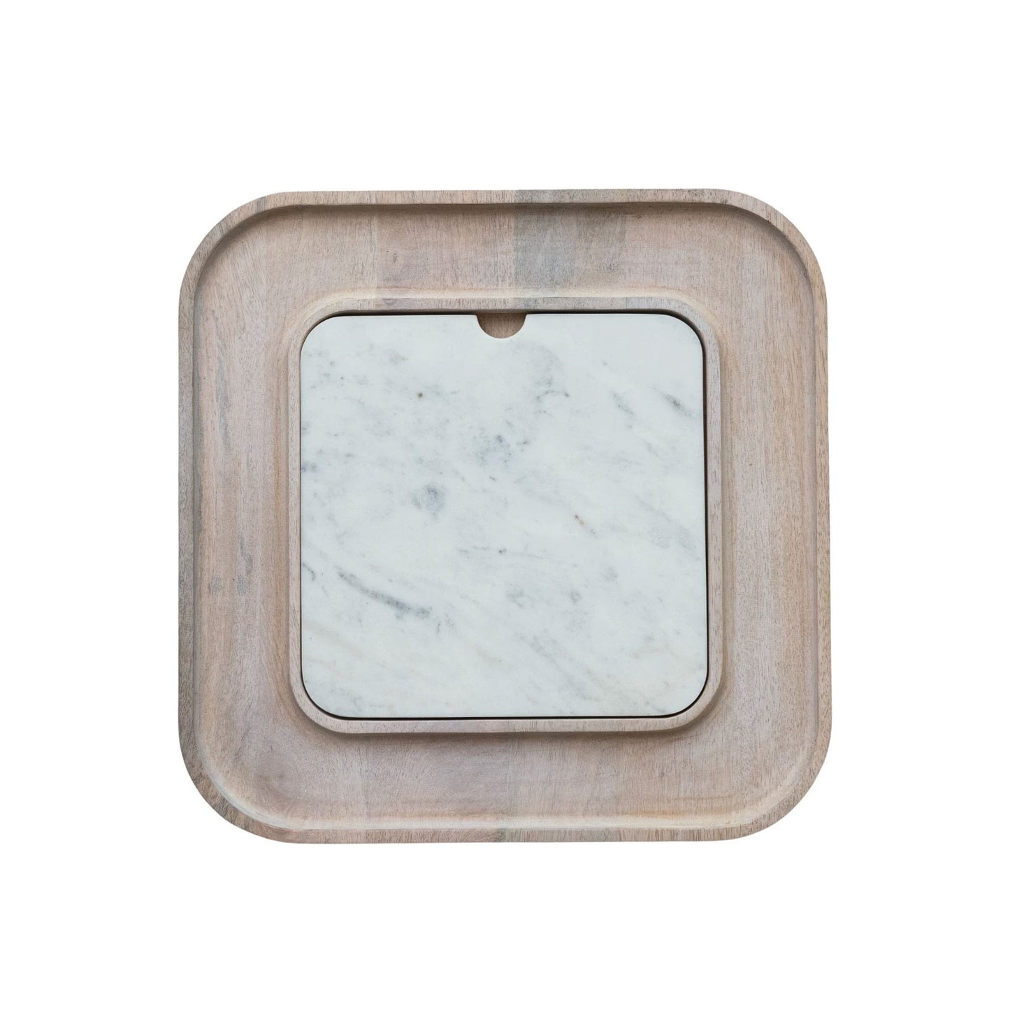 Mango Wood Serving Board with Removable Marble Cutting Board