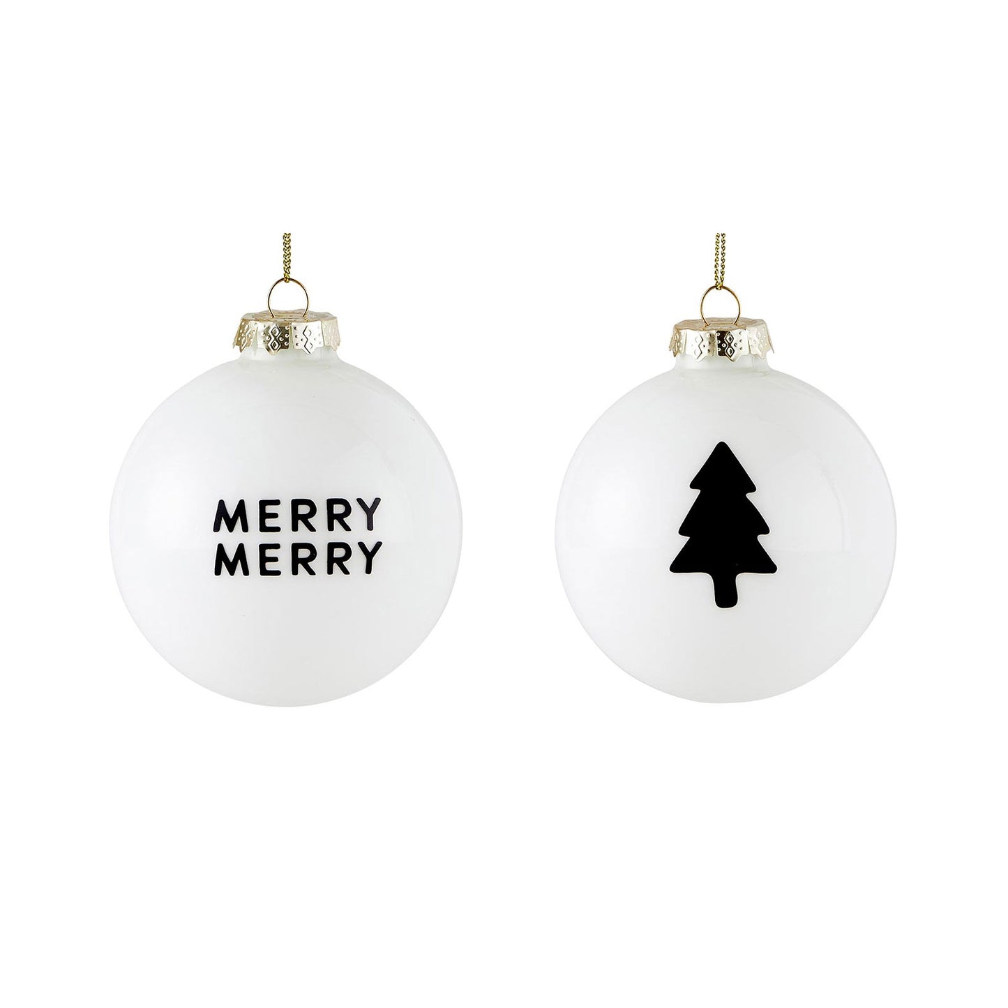 Glass Ornament Merry Merry, Set of 2