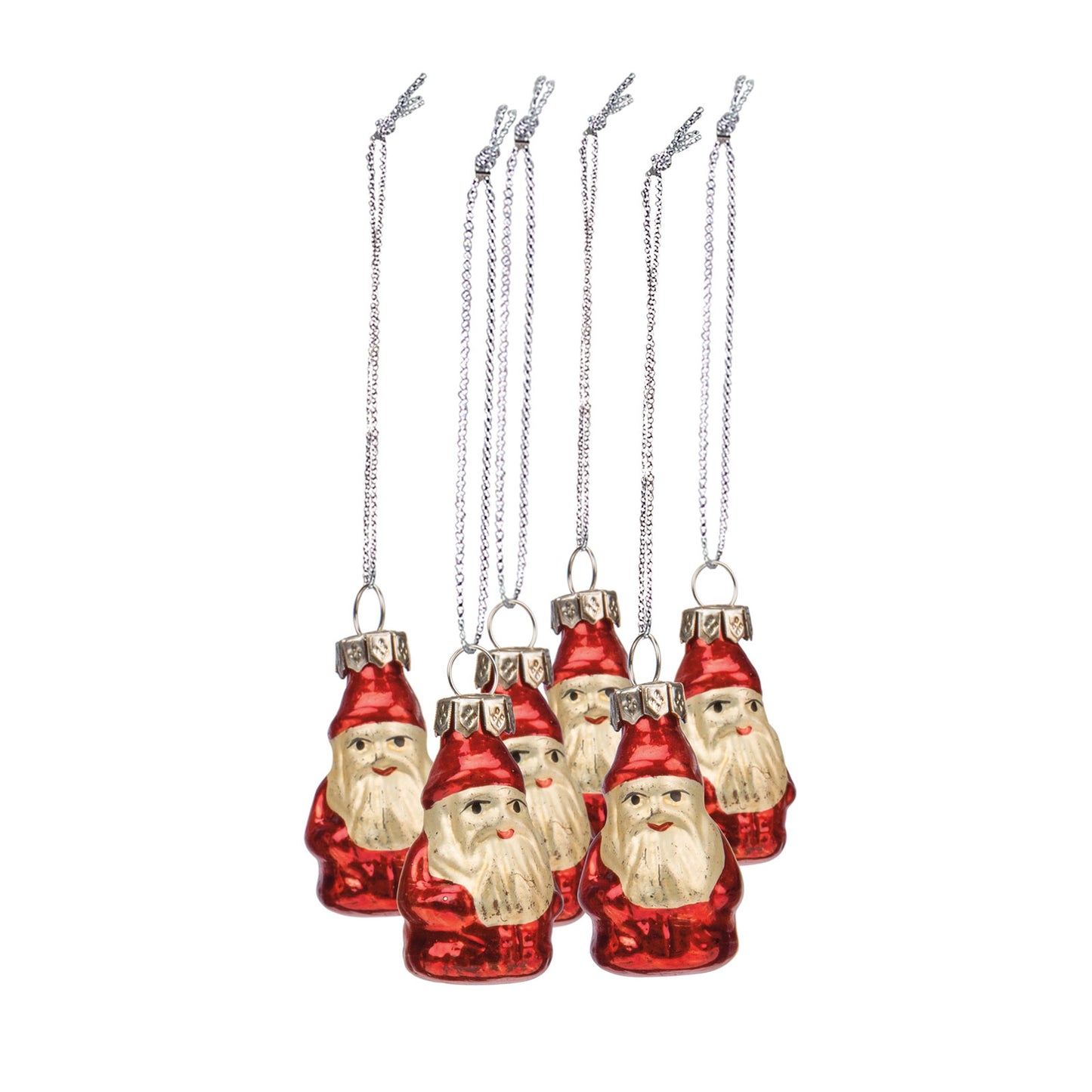 Glass Santa Mini Ornament Set