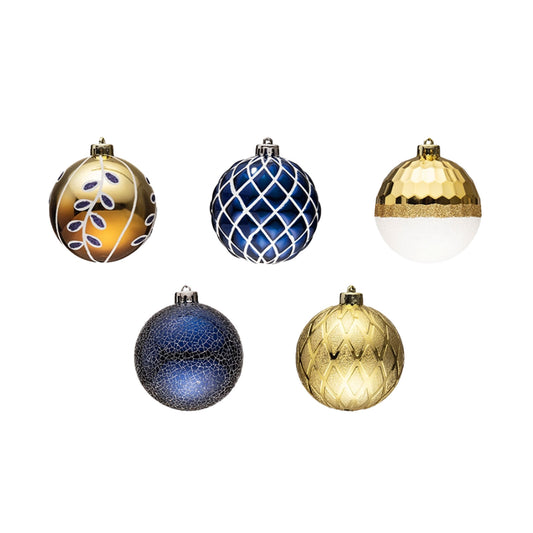 Gold and Blue Shatterproof Ornament Set