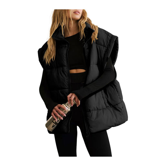 Oversized Puffer Vest in Black