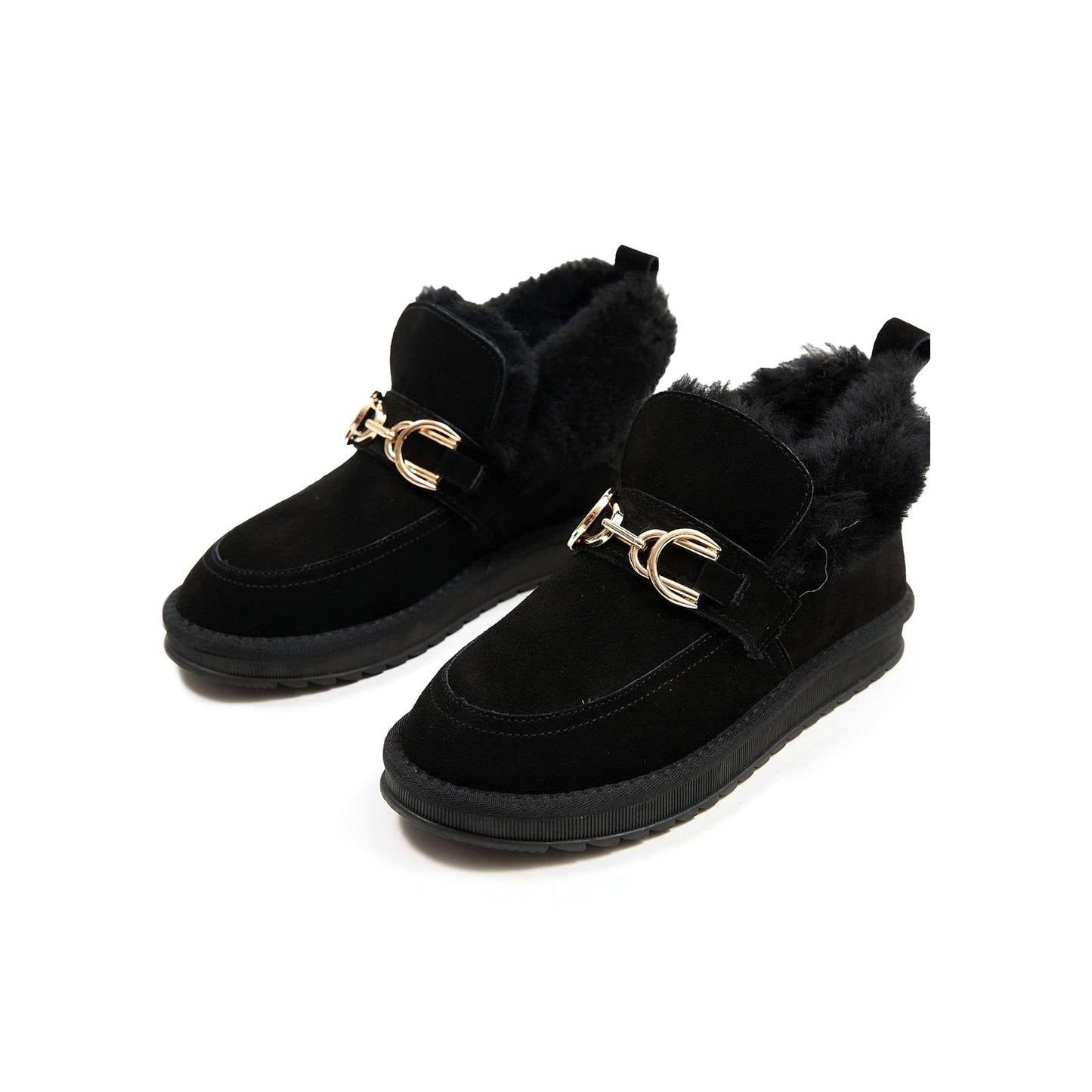 Puff Buckle Winter Boots in Black