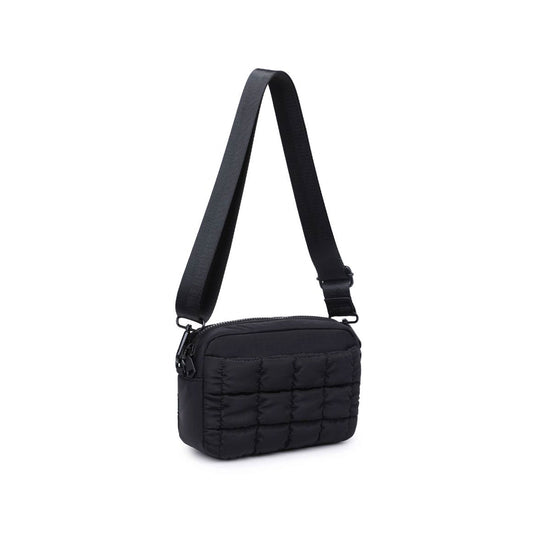 Quilted Puffer Nylon Crossbody in Black