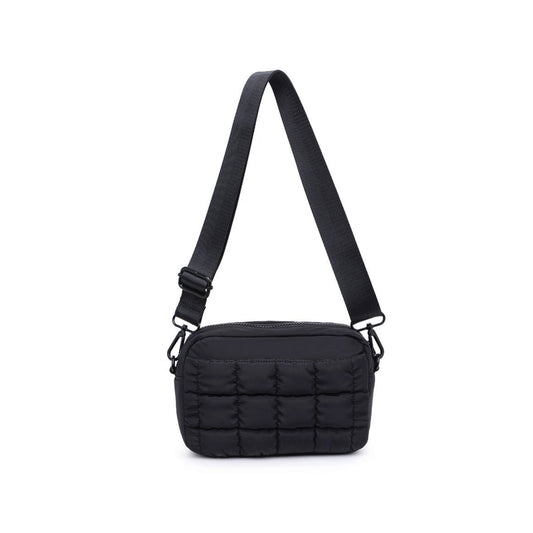 Quilted Puffer Nylon Crossbody in Black