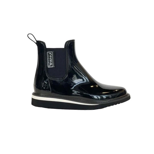Platform Ankle Rain Boots in Black