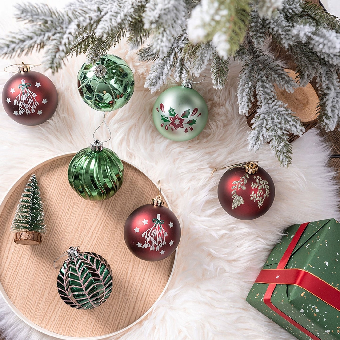 Red and Green Shatterproof Ornament Set