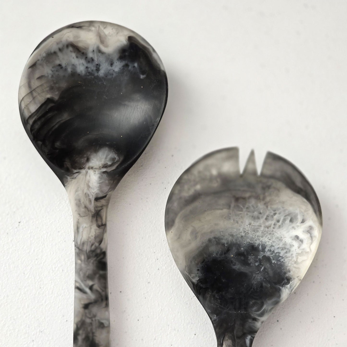 Hand-Poured Resin Salad Set in Black & White