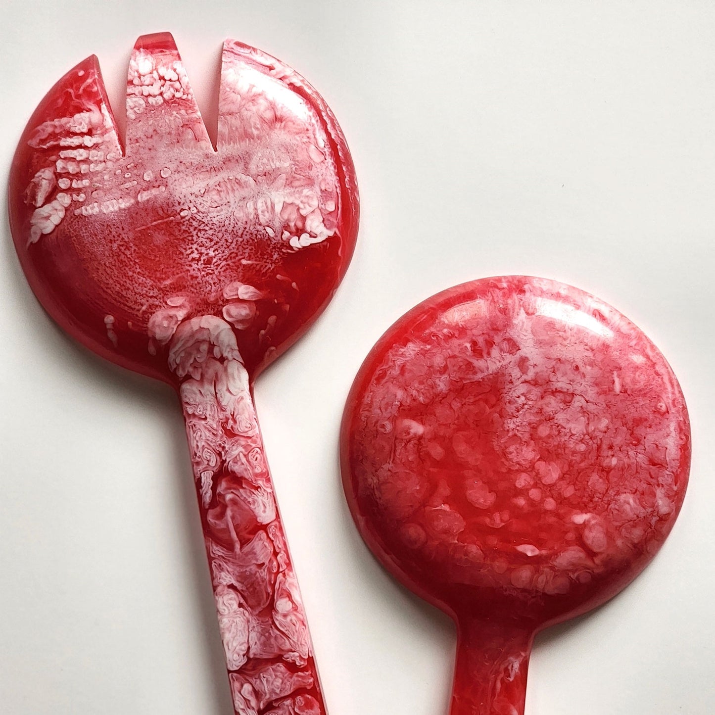 Hand-Poured Resin Salad Set in Red